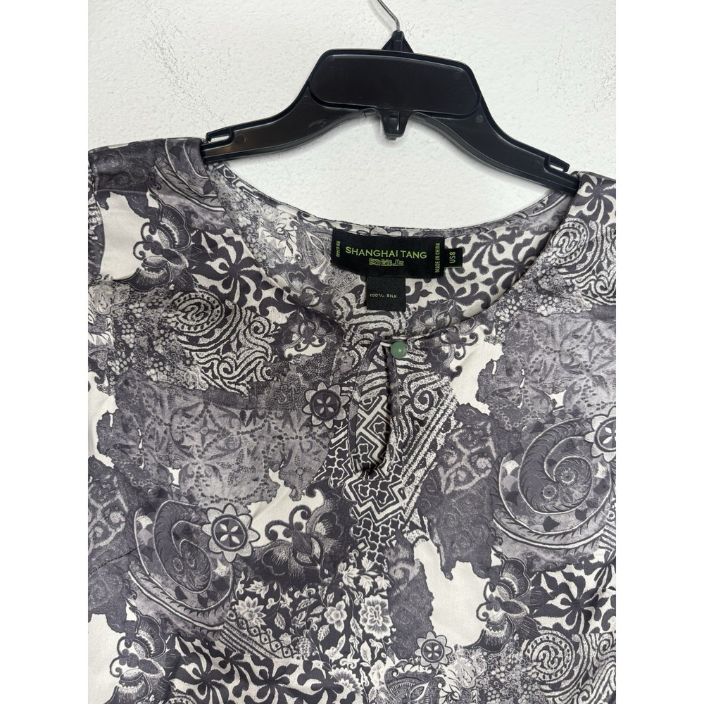 Shanghai Tang Silk Paisley Tunic Top Size 8 Glass Buttons Designer Chic - Picture 4 of 13